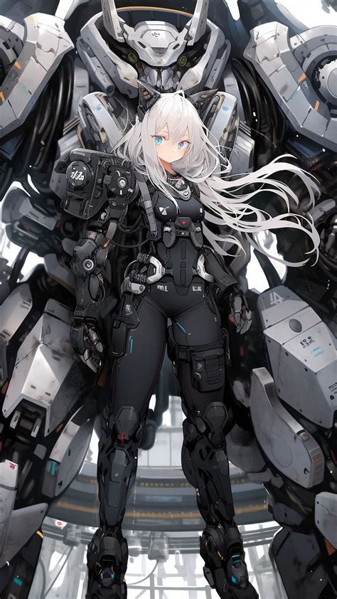 Download Wallpaper 1350x2400 Girl Warrior Robot Anime Iphone 87
