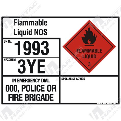 Emergency Information Panel Hazchem Sign EIP Flammable Liquid NOS