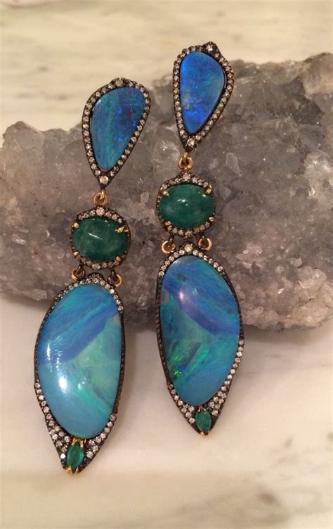 Opal And Emerald Earrings By Irina Ferry Sohogem Com Opal