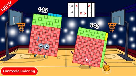 Nb 143 Vs 145 In Basketball Game Numberblocks Fanmade Coloring Story