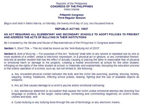 Quick Facts To Know About Anti Bullying Act Of 2013 Gma News Online
