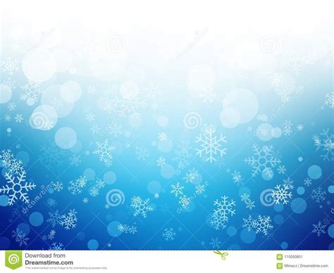 White Blue Winter Christmas Background With Snowflakes Stock