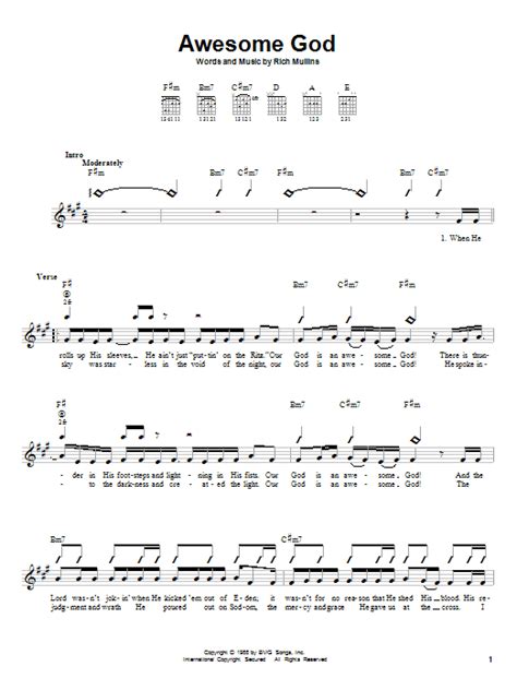 Awesome God Easy Guitar Print Sheet Music Now