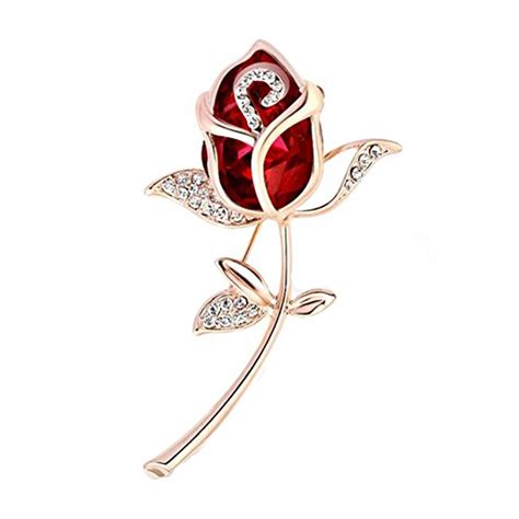 Romantic Rose Flower Brooches For Women Gold Color Crystal Alloy Brooch And Pins Rhinestone