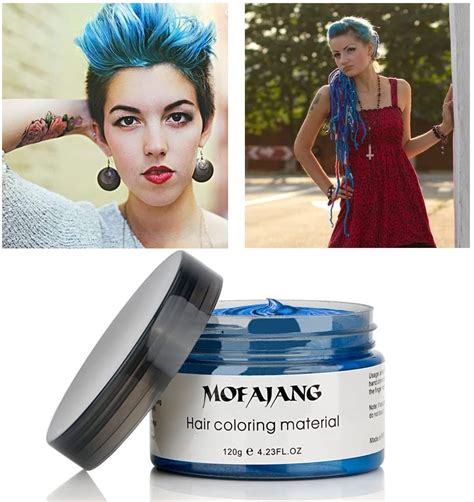 Mofajang Hair Coloring Dye Wax Instant Blue Hair Color Wax Efly Temporary Hairstyle Cream 423