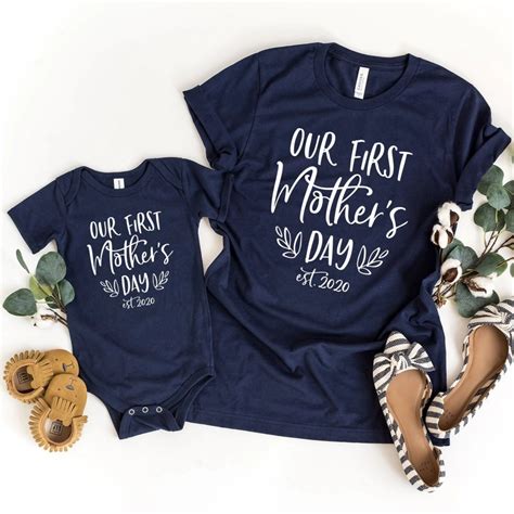 Our First Mothers Day Matching Shirts Set Mommy And Me Outfit In 2021 Mothers Day Shirts