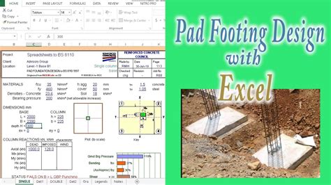 Pad Footing Design With Excel Youtube