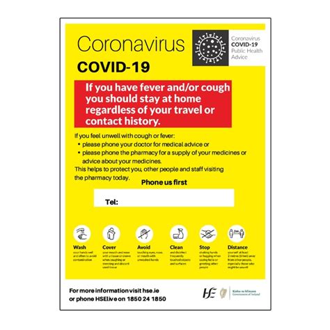 Covid 19 Pharmacy Door Sign Infection Control Ireland