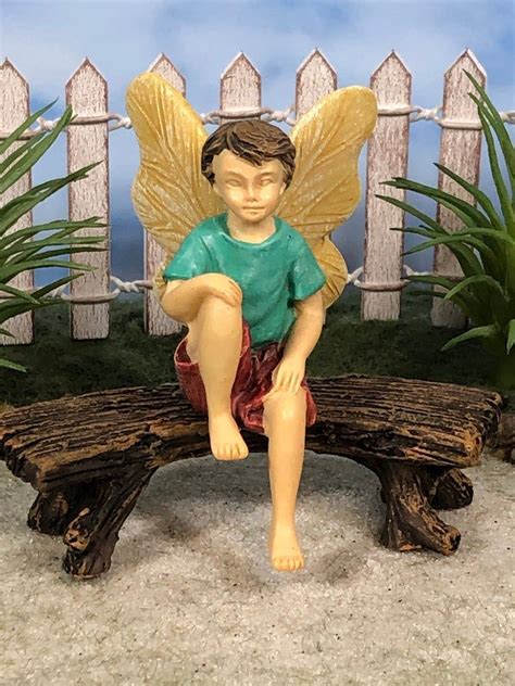 Sitting Boy Fairy Figurine Fairy Garden Supply Miniature Garden