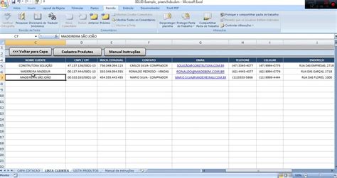 Funcionalidades Planilha Em Excel Cadastro De Clientes E Produtos