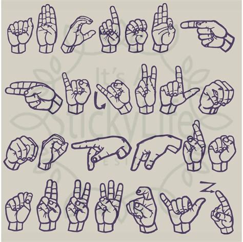 Outline Only American Sign Language Alphabet Finger Spelling Etsy