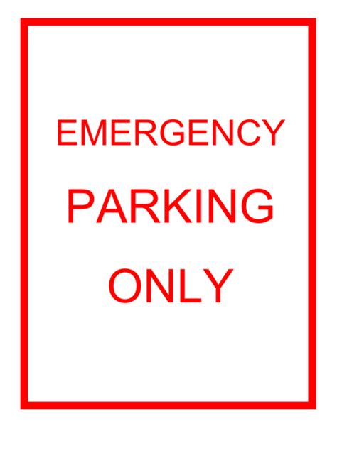 Emergency Parking Only Sign Printable Pdf Download