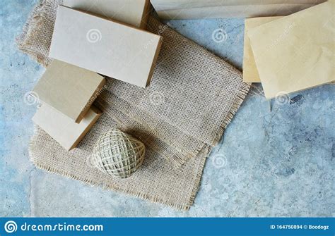 Paper Bagpaper Box Plastic Bag With Eco Natural Reusable Stock Photo