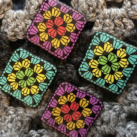 Crochet Granny Square Enamel Pin By Woah There Pickle