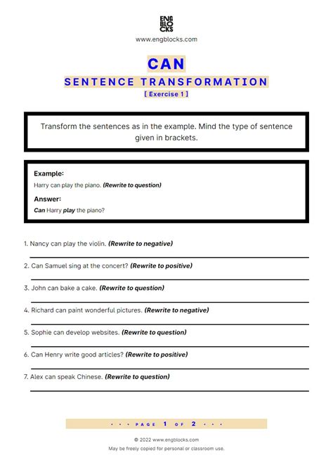 Transformation Of Sentences Exercises