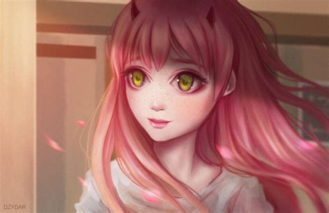 Anime Girl With Red Glasses And Pink Hair Maxipx