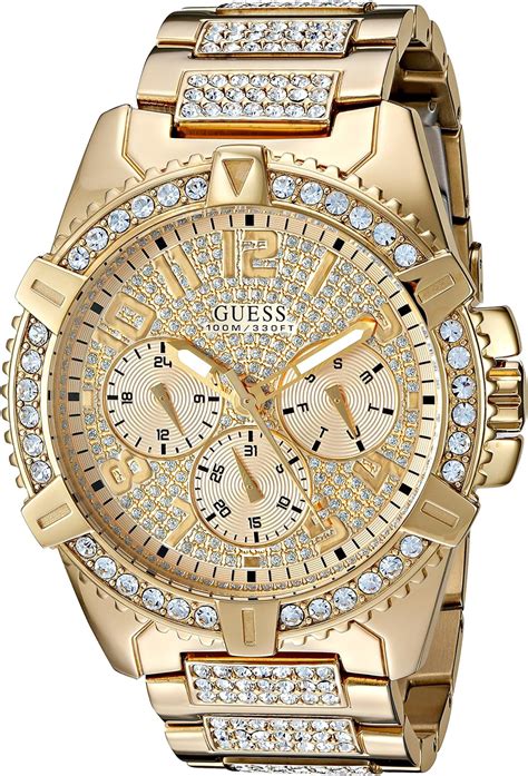 Amazon Com Guess Stainless Steel Gold Tone Crystal Embellished