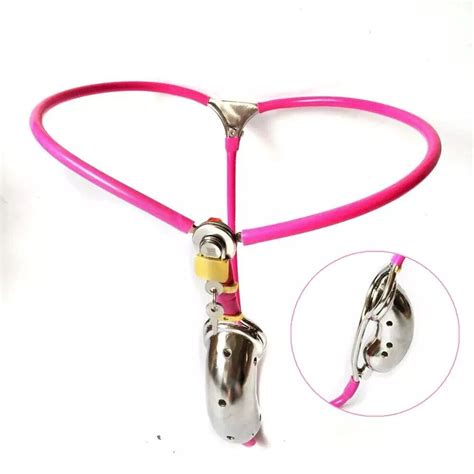 Male Pink Chasity Belt Device Penis Lock Stainless Steel Invisible Bird Cage Sm Ebay