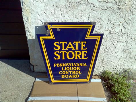 Antique Double Sided Pennsylvanian Porcelain Liquor Control Board Sign