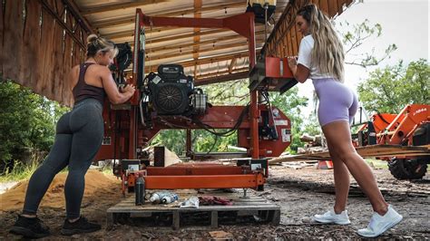 Two Beautiful Blondes Cutting Dimensional Lumber On The Sawmill Win Big Sports