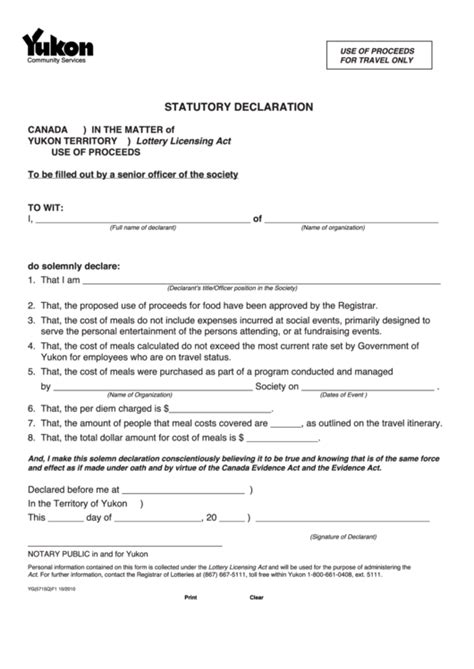 Printable Statutory Declaration Form Printable Forms Free Online