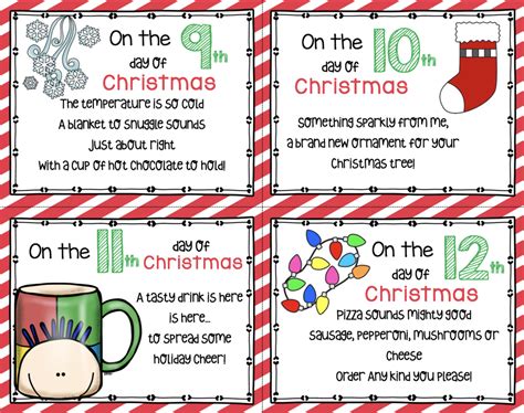 12 Days Of Christmas Cards Printable Printable Word Searches