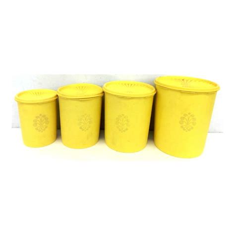 Vintage Yellow Tupperware Canister Set Pc Set Tupperware Canisters