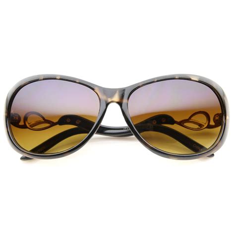 women s metal temple rhinestone accent oval gradient lens oversize sunglasses 61mm oversized