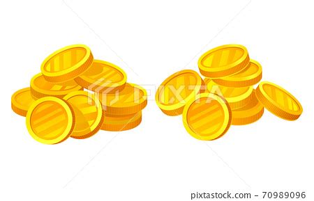 Piles Of Shiny Gold Coins Isolated On White Stock Illustration