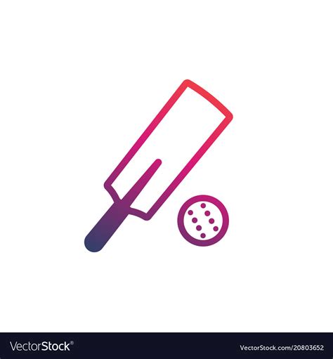 Cricket Bat And Ball Icon On White Royalty Free Vector Image