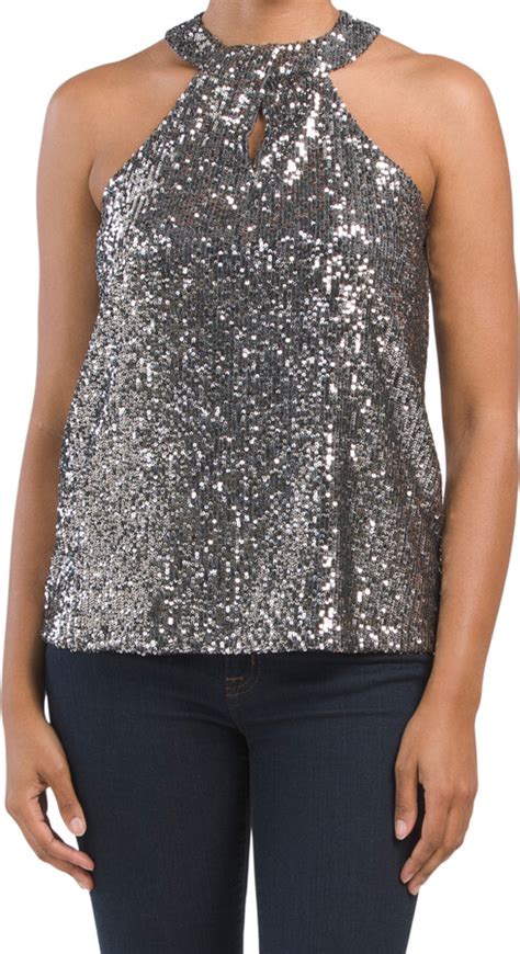 Cable And Gauge Sequin Halter Top Shopstyle