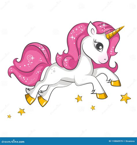 Little Pink Unicorn Design For Children Stock Vector Illustration