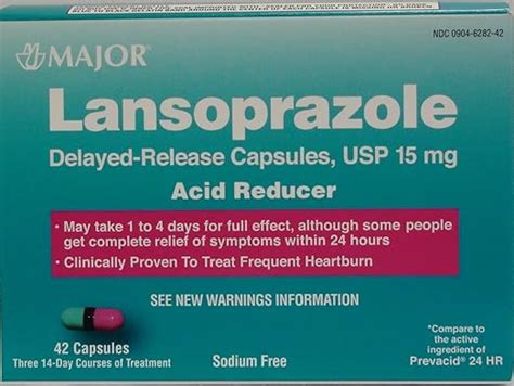 Lansoprazole 42 Capsules Delayed Release Acid Reducer
