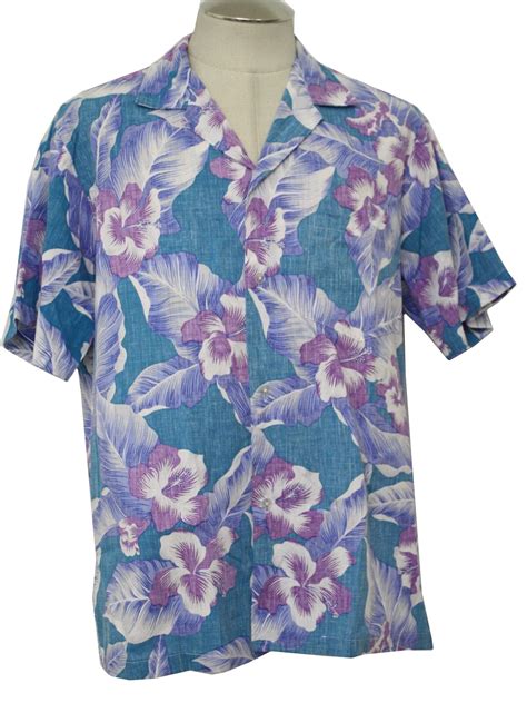 Eighties Hawaiian Shirt 80s Jade Fashions Made In Hawaii Mens Blue