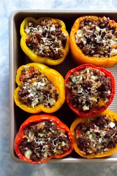 Easy Stuffed Bell Peppers With Ground Beef Carmy Easy Healthy Ish Recipes