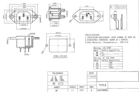 Receptacle Iec C14 For Power Cord 3 Prong Ce Distribution