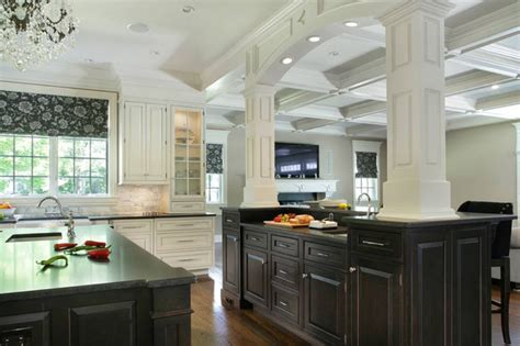 Bright and open, this kitchen has everything a family needs: Black and White Kitchen Cabinets - Contemporary - Kitchen ...