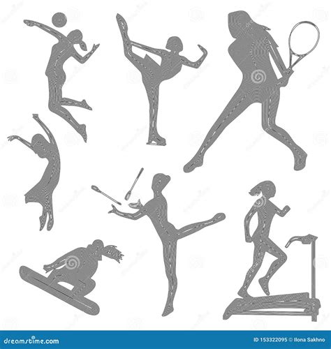 Silhouette Of Sports Girls Sport Icons Silhouette Of A Girl Linear