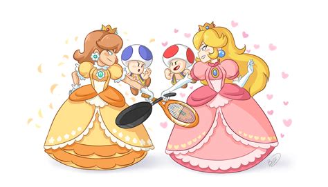 Princess Peach Princess Daisy Toad Red Toad And Blue Toad Mario And More Drawn By