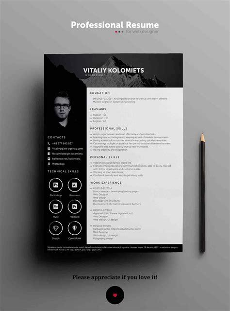 Creative Professional Resume Psd Template Indiater