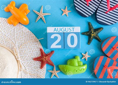 August 20th Image Of August 20 Calendar With Summer Beach Accessories