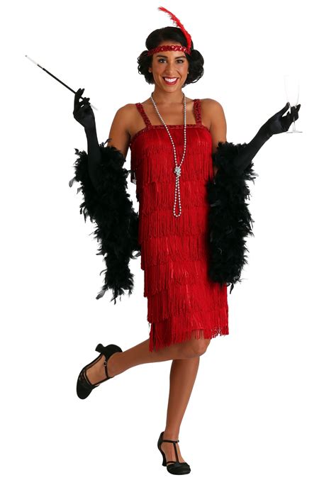 Charleston Flapper Red Costume Adult Miss Millie Flapper Dress