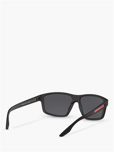 prada linea rossa ps 02xs men s polarised rectangular sunglasses black grey at john lewis