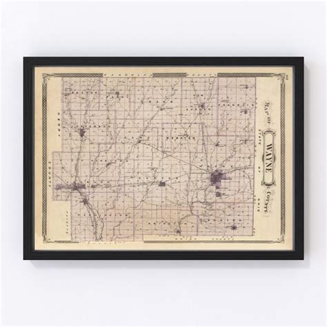 Vintage Map Of Wayne County Indiana 1876 By Teds Vintage Art