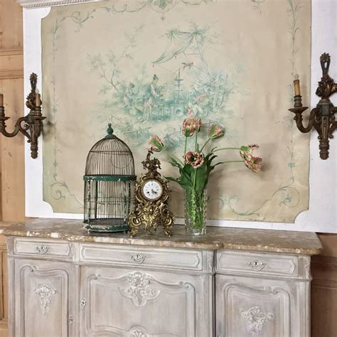19th Century French Chinoiserie Wallpaper Panel On Painted