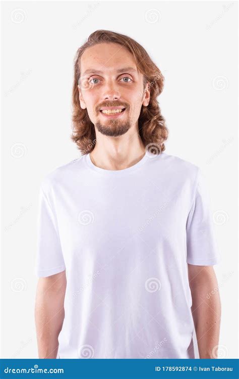 Caucasian Man Smiling Looking Directly At Camera White Background