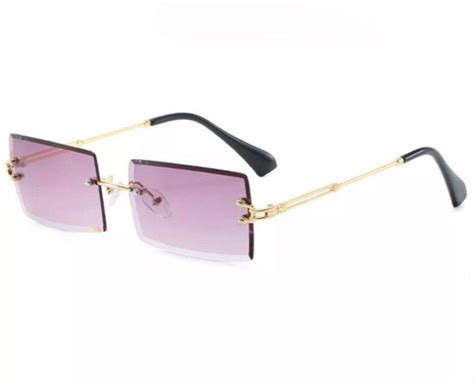 Unisex Y2k Rectangle Rimless Frameless Sunglasses Tinted Etsy