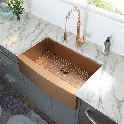 Bronze Tone Stainless Steel Farmhouse Sink Unique Sink Ideas For Glamorous Kitchen Decor Single Basin With Bottom Protector 1 