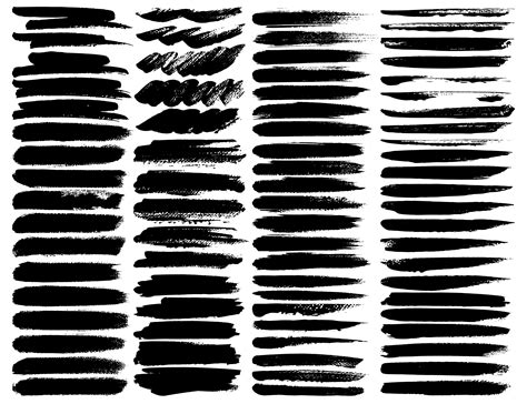 Big Set Of Brush Strokes Black Ink Grunge Brush Strokes Vector