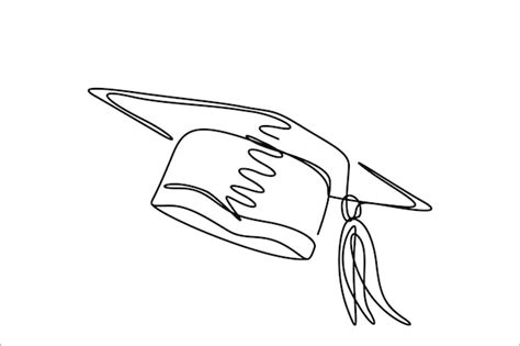Premium Vector Graduation Hat Continuous One Line Drawing